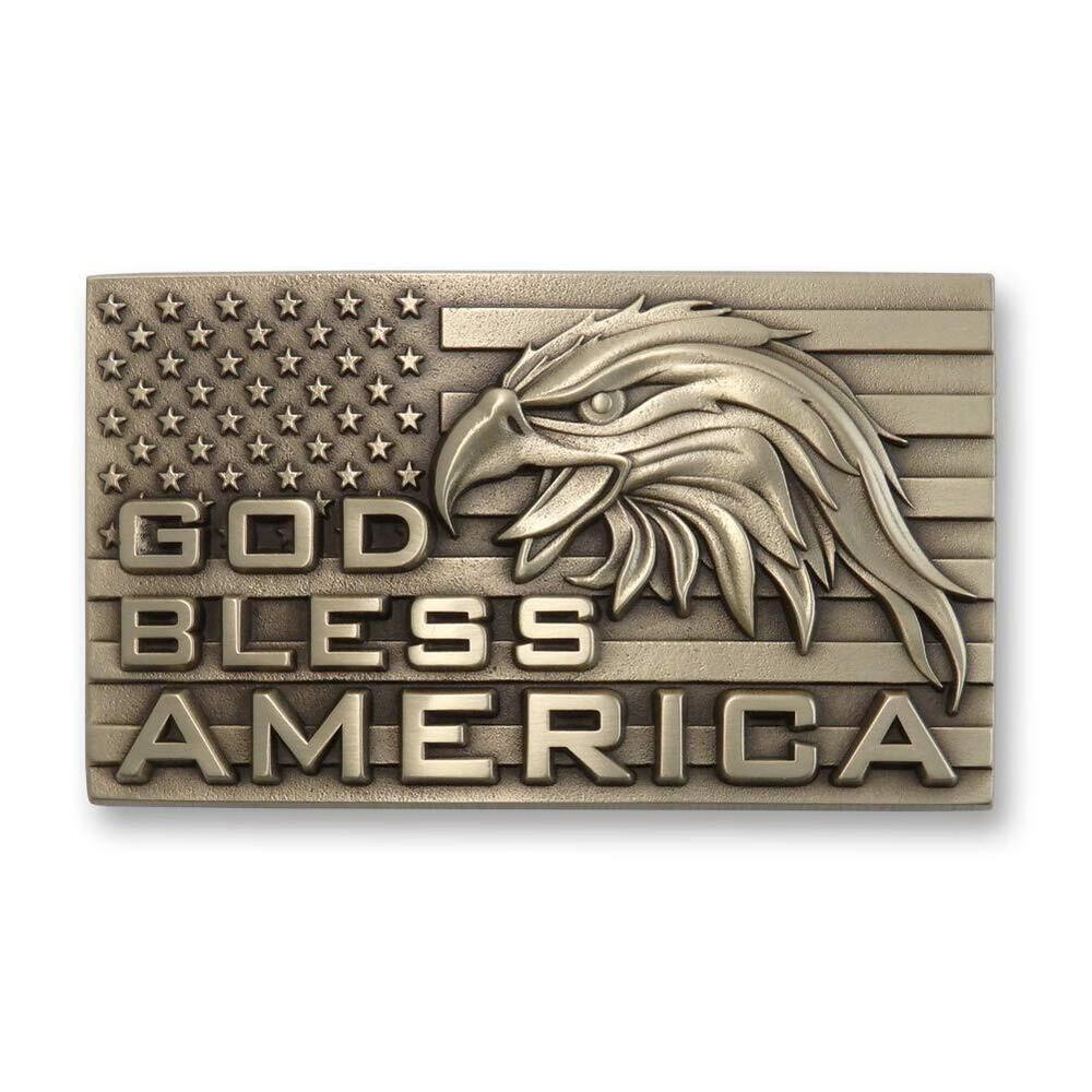1944 God Bless America Solid Brass Belt Buckle Made In USA